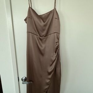 Zara Brown Satin Dress
